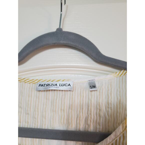 Patrizia Luca Yellow Dot Striped Oversized Cocoon Shirt Top, Women's Size S/M - Picture 2 of 11